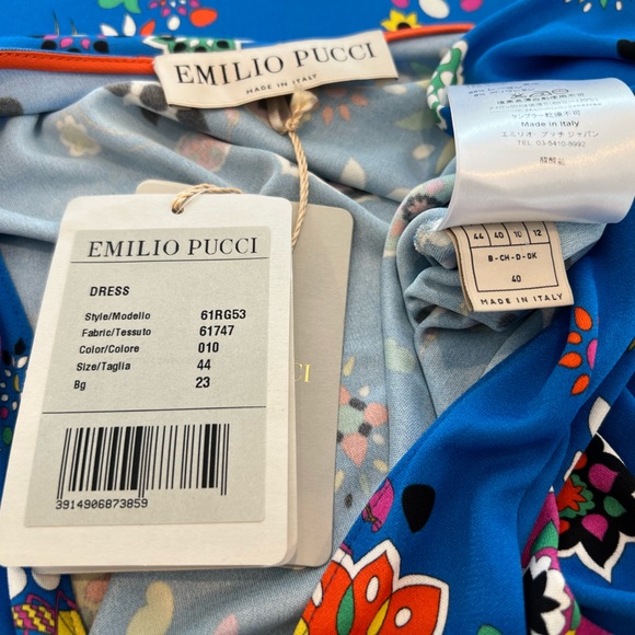 EMILIO PUCCI BLUE GRASSHOPPER DRESS MODEL 61RG53 SIZE IT 44 / US 10 NWTS! - Picture 15 of 15
